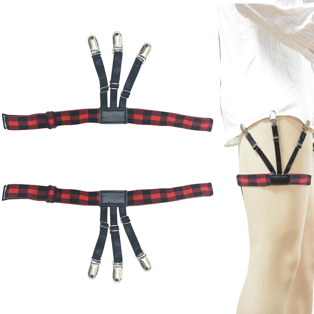 Men's Shirt Stays / Sock Suspenders, Adjustable Non-Slip Garters, Set Of 2, Black