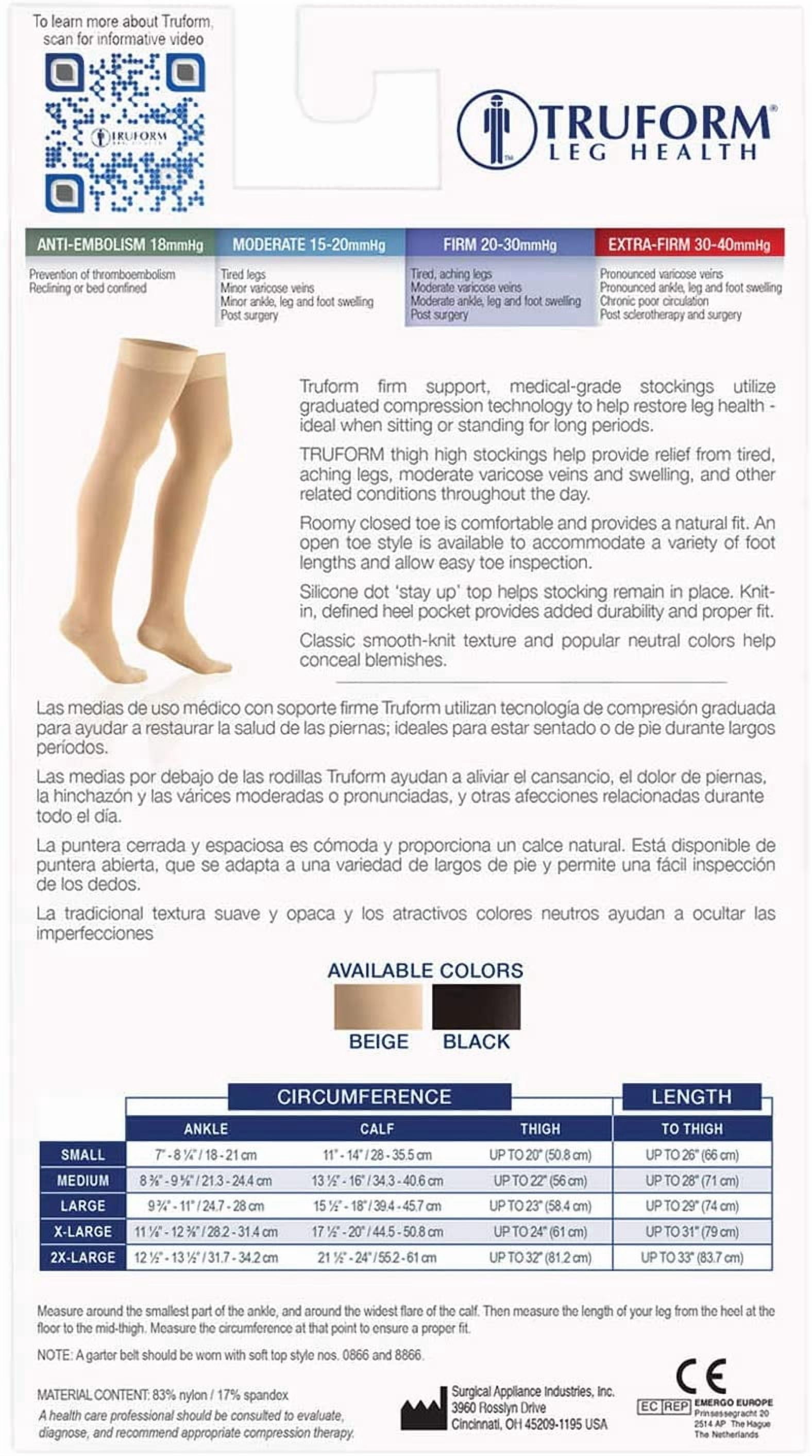 Stockings, Thigh High, Closed Toe, Dot Top: 20-30 mmHg, Beige, Medium