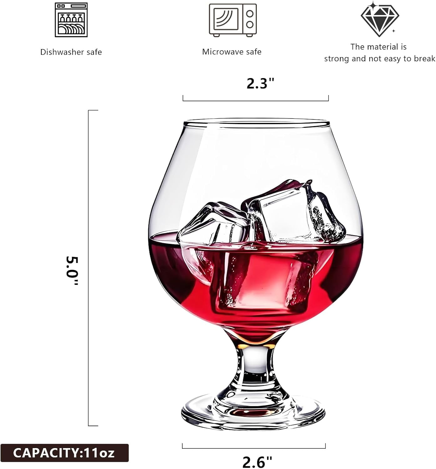Brandy Glasses Set of 4, Crystal Cognac Glasses, Snifter Glass, Bourbon Tasting Glasses, Old Fashioned Glass, Port Glasses, Whiskey Glasses For Wine, Bourbon, Cognac, Brandy, Scotch