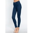 thumbnail image 3 of Moa Collection Women's Waist Band with Tack Button Knit Denim Full Length Jeggings, 3 of 5
