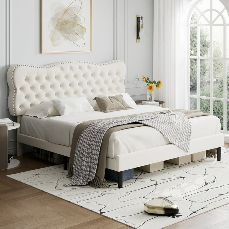 Off white king size bed deals