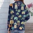 thumbnail image 4 of Womens Hawaiian Shirts Long Sleeve Button Down Ocean Wave Print Aloha Shirts Summer Beach Vacation Blouses, 4 of 5