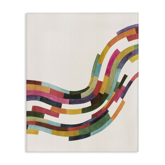 Stupell Industries Curved Geometric Wave Abstract Painting Gallery Wrapped Canvas Art Print Wall Art, 16 x 20