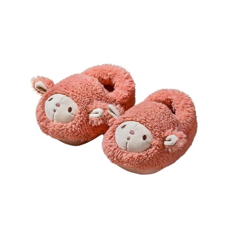 

Ritualay Infant Toddler Slippers Girls Boys Soft Plush Winter Shoes Slip On Fluffy House Slipper Red Bear 8C