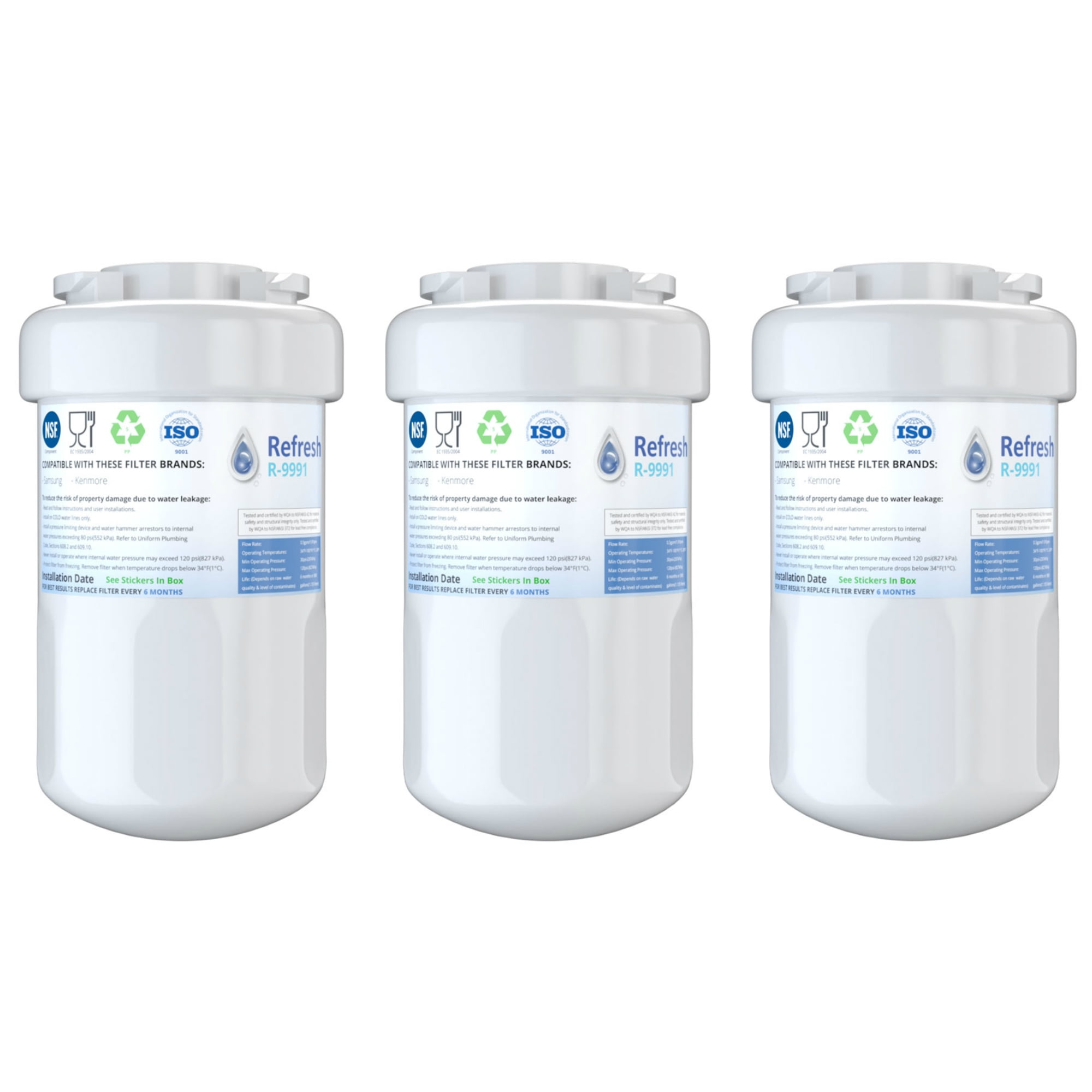 Refresh Replacement Water Filter 6 Pack Fits GE WF277 Refrigerators 