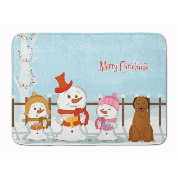 Carolines Treasures  Merry Christmas Carolers Briard Brown Machine Washable Memory Foam Mat - Brown - 19in. H x 0.25in. W x 27in. L
