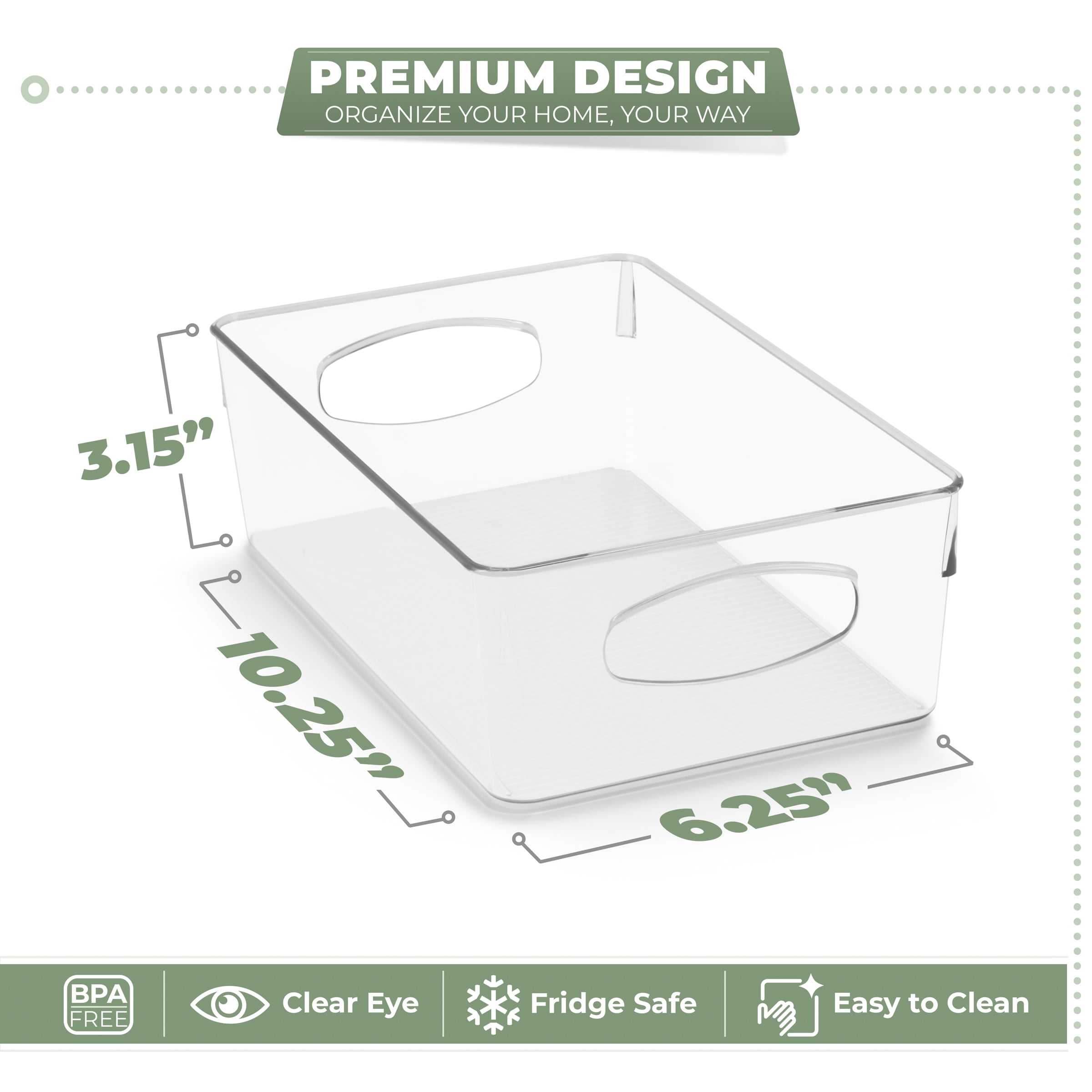 Sorbus Medium Clear Plastic Storage Bins for Shelves, Clothes, with Handle - Clear Storage Bins, Drawer, Shelf, Closet, Pantry, Fridge, Freezer Organizer Bins, Closet Organizers and Storage (10 pack)