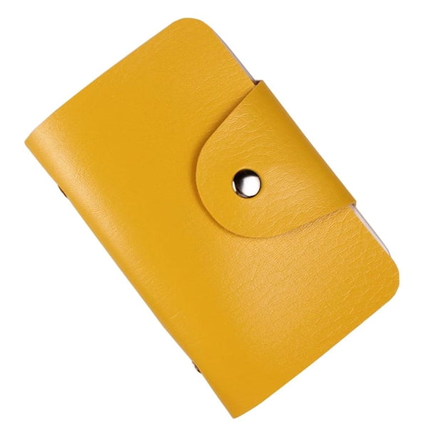 Bolsa de almacenamiento de tarjetas jinwen gran capacidad soporte de cuero PU minimalista amarillo