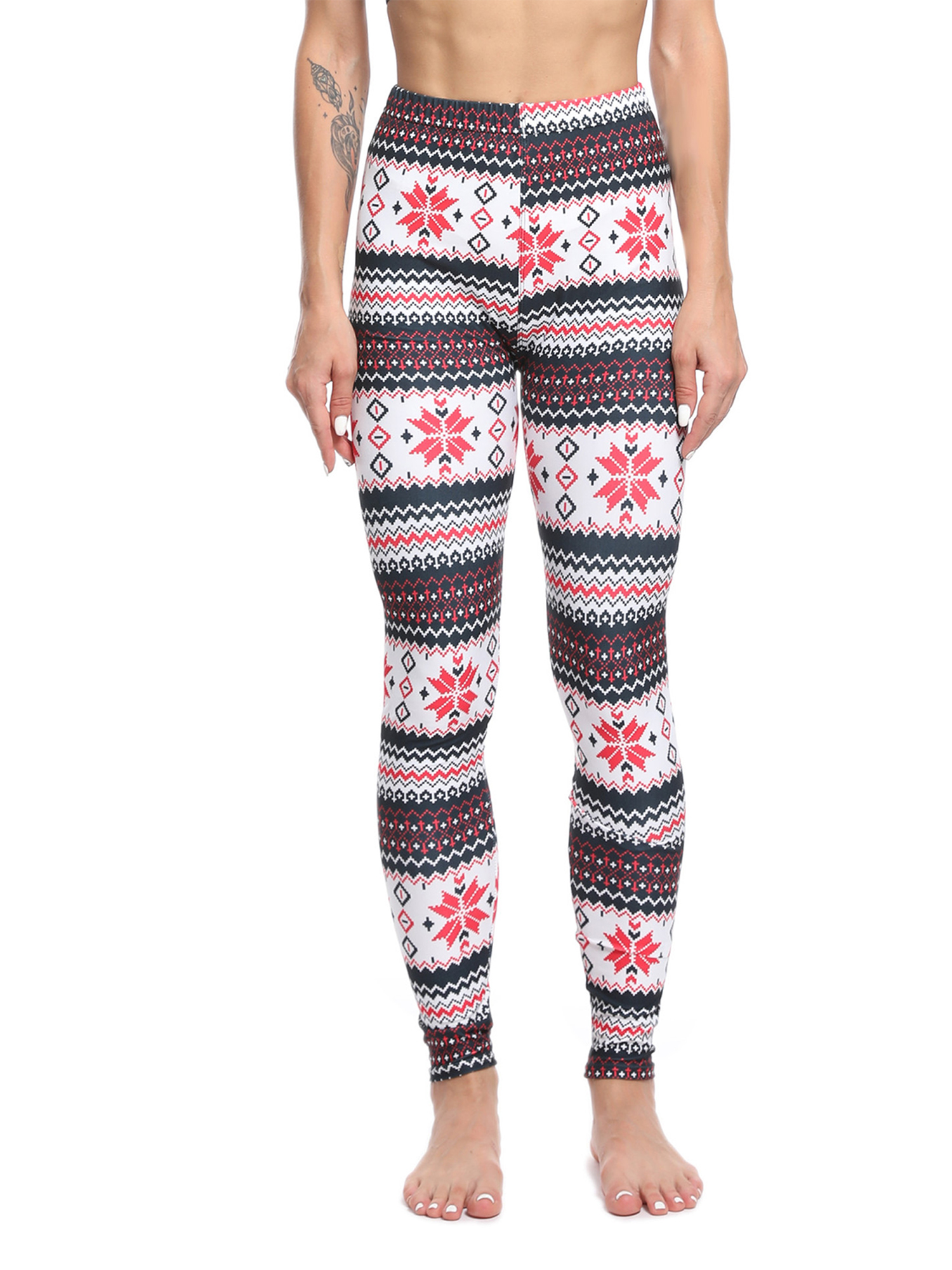 MAWCLOS Ladies Xmas Pants High Waist Tights Slim Leg Christmas Leggings