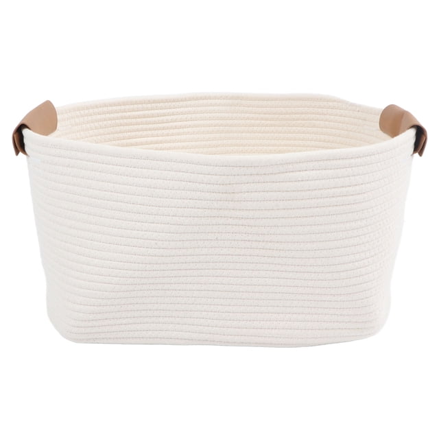 Cotton Rope Basket Large Capacity Multifunction Rope Woven Blanket Basket with Handle for Laundry Toy Organizing Type 3
