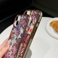 thumbnail image 6 of Chrome Plating Electroplated Glitter Bling Colorful Retro Oil Painting Flower Floral Print Compatible with iPhone Case (Silver,iPhone 13 Pro), 6 of 7