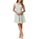 thumbnail image 2 of Vestido de Tweed a Cuadros INSPIRE CHIC para Mujer, Cuello Redondo, Manga Corta, Corte A, Vestidos Vintage Plisados XL Verde Blanco, 2 of 6