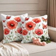 thumbnail image 2 of Red Flower Pillow Covers 2 Pack Butterfly Pillowcase Waterproof Outdoor Throw Pillow Cover for Patio Garden Square Cushion 26”x26”, 2 of 9