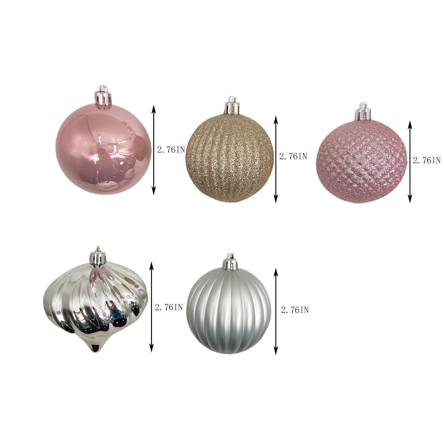 Holiday Time 45 Count Shatterproof Ornaments-Pink/Gold/Silver