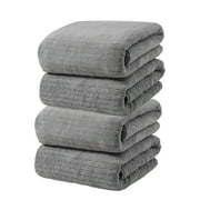 EDHITNR Velvet Bath Towel Set of 4 Super Absorbent Dry Hair Towel That Does Not Shed, Striped Pattern Beach Towel for Adult Daily Use Extra Thick Microfiber Towel for Home Travel Gym