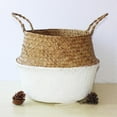 thumbnail image 3 of FNNMNNR Seagrass Wickerwork Basket Rattan Foldable Hanging Flower Pot Planter Woven Dirty Laundry Basket, 3 of 7