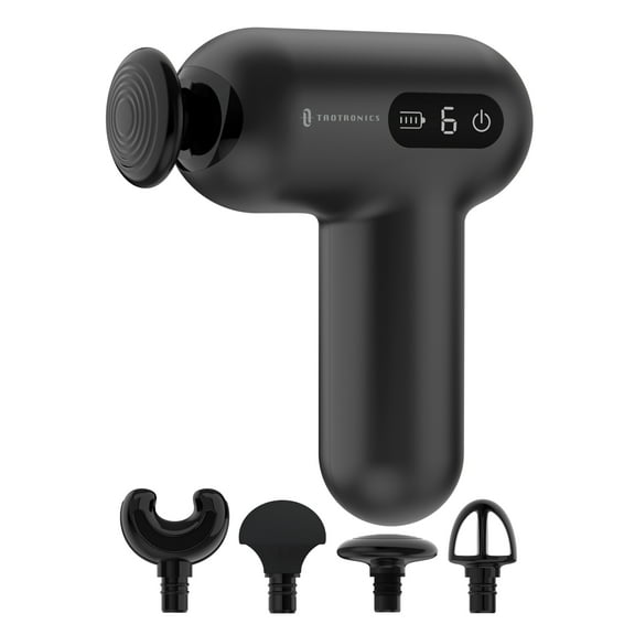 Massage Gun, Deep Tissue Percussion Muscle Massager Handheld Cordless Back Massager with 6 Speeds and 4 Heads(Black)