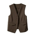 thumbnail image 3 of Juebong Women's Suit Vest Tops Trendy V Neck Sleeveless Work Dressy Waistcoat Blazer Button Down Blazer Vests with Pockets Coffee,XL, 3 of 7