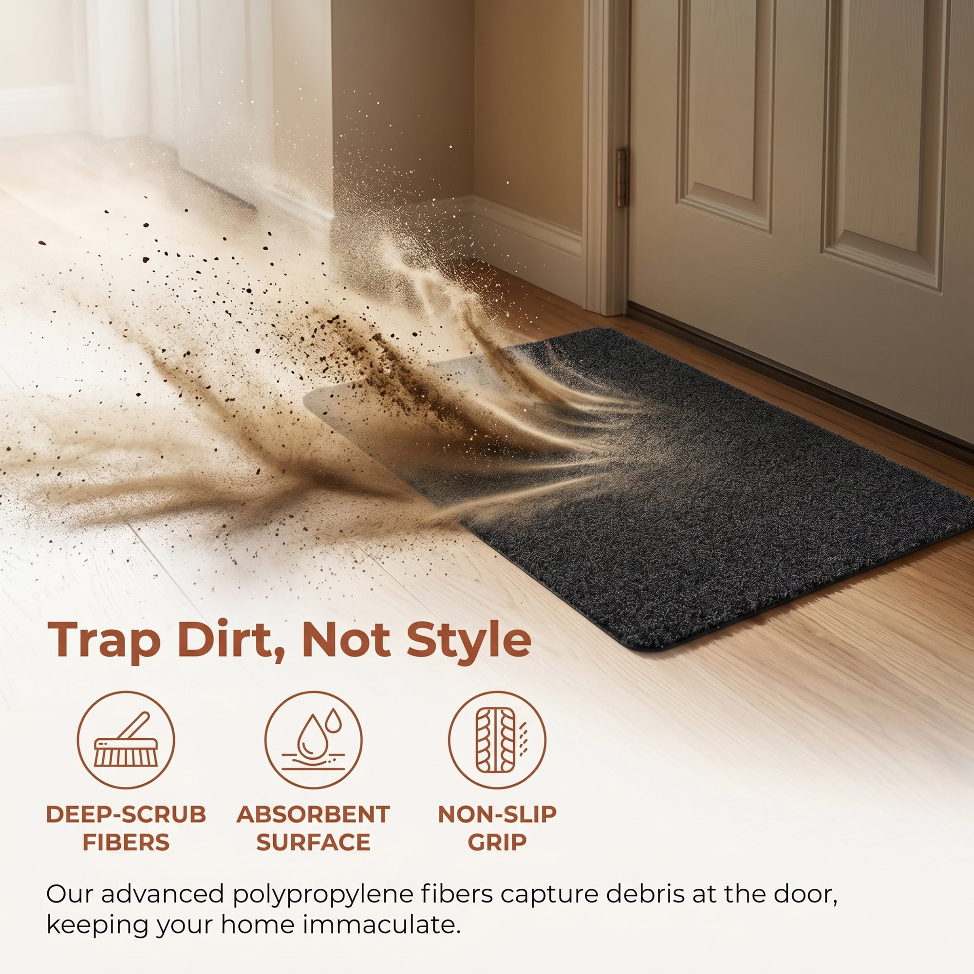 Unique Bargains Waterproof Polypropylene Non Slip Scraper Welcome Mat Grey 34" x 22"
