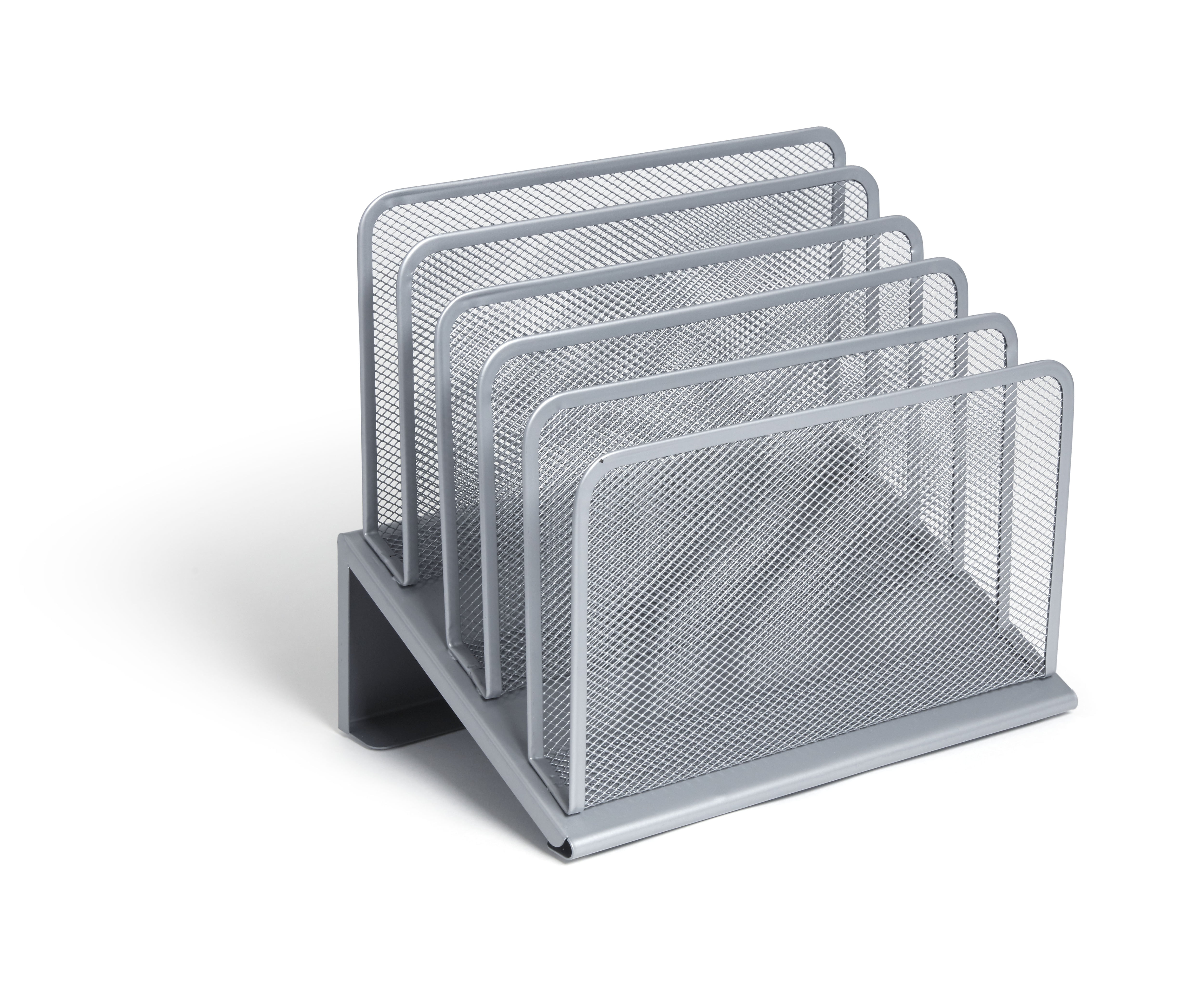 Inclined File Organizer by Mindspace Silver 5 Section Desktop Document Sorter The Mesh Collection