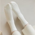 thumbnail image 3 of 10AGIRL Crew Socks for Women, 4 Pack  Thick  Knit  Cotton  Aesthetic Calf  Socks White, 3 of 4