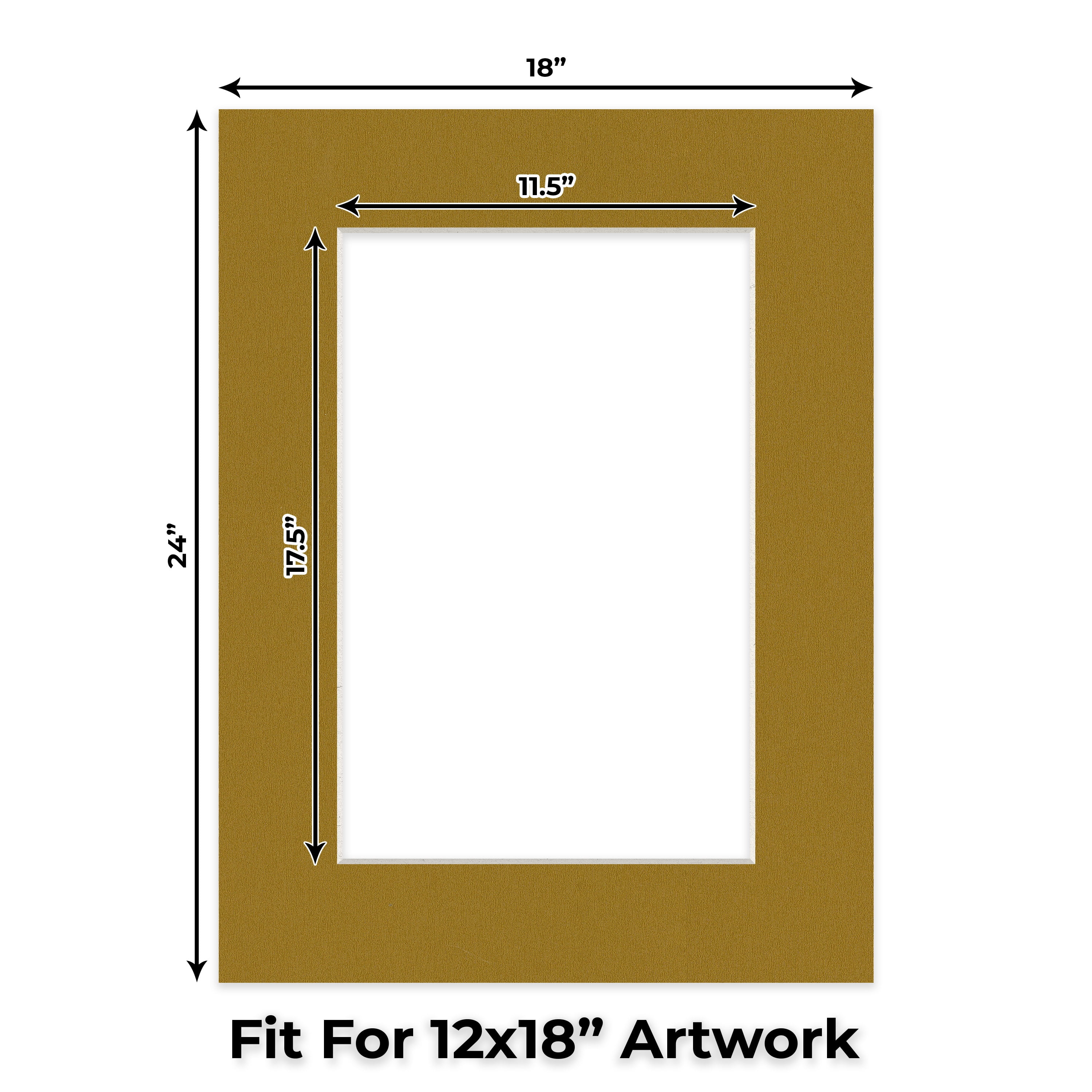 Metallic Gold Picture Frame Mat for 18x24 Frames - Fits 12x18 Photos - 25 Mats