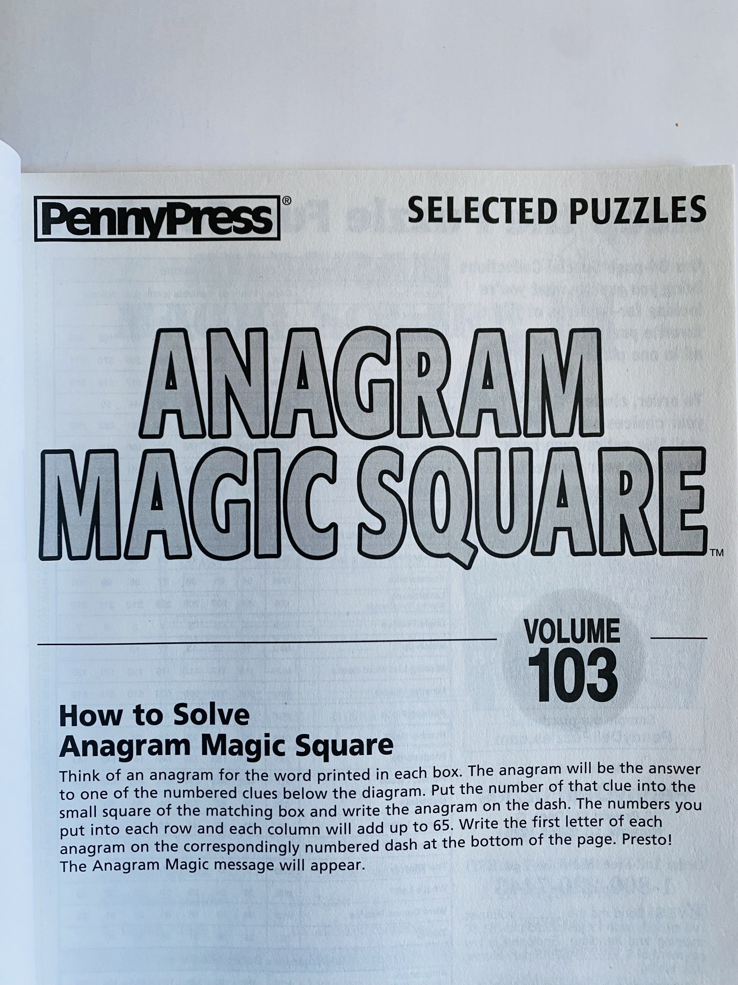 Volume numbers 102 and 103 Anagram Magic Squares Puzzles - Break the code