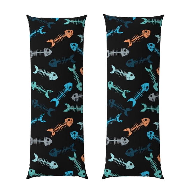 Balery Little Fish Skeleton Funda Protectora para Almohada Corporal de Algodón Hipoalergénico con Cierre(55 x 21 pulgadas), Almohadas No Incluidas