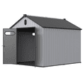 thumbnail image 6 of 8X10FT Outdoor Storage Shed, Resin Plastic Outside Tools House with Rainproof and Waterproof Roof, Big Spire Tool Storage for Backyard Garden Patio Lawn, Grey, 6 of 7