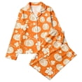 thumbnail image 5 of WOYY Girls Halloween Pajamas Pumpkin Print Button Down Long Sleeve Top Pants, Sizes 3-14, 5 of 6