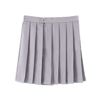 ZACPNCV Girl School Uniform Pleated Scooter Skirt with Under Shorts Pull On Elastic Waist Skirt Gray 17-18 Years