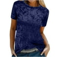 thumbnail image 7 of Posijego Velvet Top for Women Short Sleeve Crew Neck Vintage T-Shirt Solid Color Velour Blouses Tee Shirts, 7 of 7