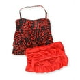 thumbnail image 2 of Island Escape Womens Tiered Ruffle Skirted 2 Piece Tankini, Orange, 8, 2 of 2