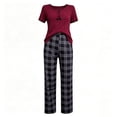 thumbnail image 6 of APEXFWDT Women's 2 Piece Plaid Pajama Set Short Sleeve Sleepwear Pj Set Top and Plaid Pants Sleepwear Lounge Sets, 6 of 6