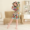 thumbnail image 3 of FORMRS Niños Bathrobe Unisex Hooded Robe Soft Plush Pajamas Sleepwear, Size 7-9T, Pink Floral Tomatoes, 3 of 7