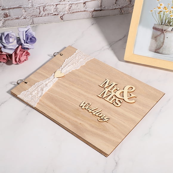 Guest Book Wedding Album Decoration for Creative Crafts Notepad Wooden Photo Album Guestbooks