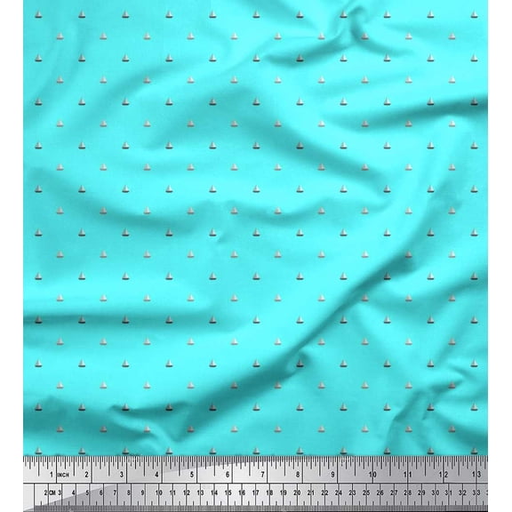 Soimoi Rayon Fabric Sailboat Shirting Print Fabric by Yard 56 Inch Wide