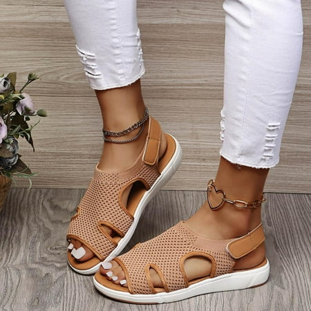 

Homedles Platform Sandals Women- Slip on Summer wear Comfy 2023 New Flat Casual Womens Sandals Beige