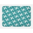 thumbnail image 1 of Abstract Bath Mat, Retro Architecture Style Modern Trippy Maze Form Urban Artsy Graphic, Non-Slip Plush Mat Bathroom Kitchen Laundry Room Decor, 29.5 X 17.5 Inches, Turquoise Teal White, Ambesonne, 1 of 2
