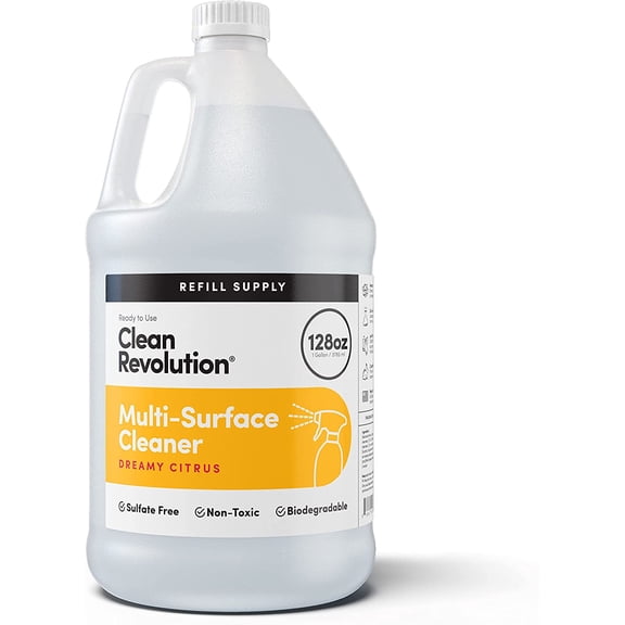 Clean Revolution All Purpose Cleaner Refill Supply, Non-Toxic, Eco-Friendly & Plant-Based, Ready to Use, Dreamy Citrus, 128 Fl Oz - Made in USA