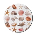 thumbnail image 1 of Seashells Mouse Pad for Computers, Seashell Pattern Scallop Nautilus Mollusk Summer Holiday Destinations Marine, Round Non-Slip Thick Rubber Modern Gaming Mousepad, 8" Round, Multicolor, by Ambesonne, 1 of 2