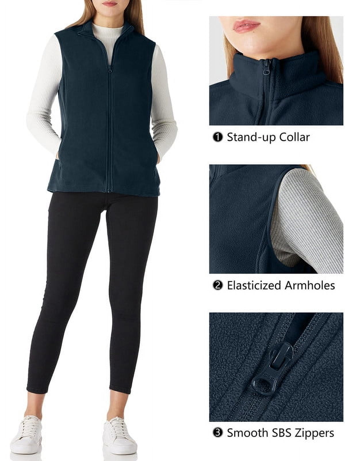 Off Road Ventures Womens Fleece Lined Vests Outerwear Lightweight Sleeveless Running Vest With Zipper Pockets
