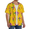 thumbnail image 4 of Fotbe Mardi Gras Crayfish and Fleur de lis print Short Sleeve Button Down Shirts for Men Casual Summer Beach Wrinkle Free Shirt-Small, 4 of 7