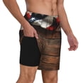 thumbnail image 2 of Daiia Rustic American Flag Wood Mens Swim Trunks Swim Shorts Quick Dry Swim Shorts with Mesh Lining Pockets-Small, 2 of 9