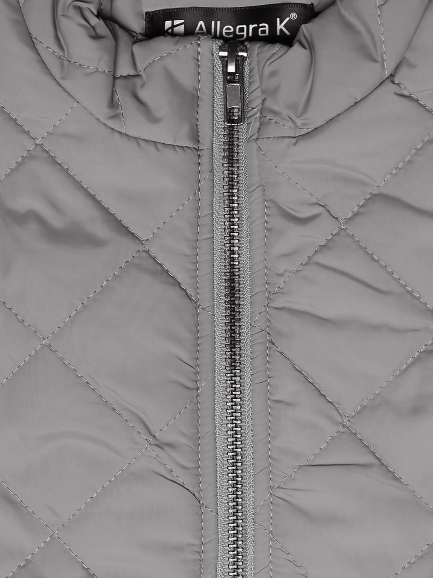 DARING DIVA Women's Comfortable Zip Stand Collar Quilted Padded Vest M Gray