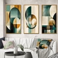 thumbnail image 1 of Designart "Retro Gold and Teal Full Moon Grace I" Modern Geometric Framed Wall Art Set Of 3 - Gold Abstract Frame Gallery Set For Office Decor, 1 of 6