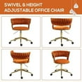 thumbnail image 3 of JYHOME Velvet Office Desk Chair with  Woven Backrest  ° Swivel &amp; Height Adjustable Task Chairs   Chair  Computer Chair  Living Room Chairs with Metal Base and 5 Wheels (Beige), 3 of 7