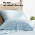 thumbnail image 4 of YNM Bamboo Bed Sheet Set, 500TC Fabric with 2 Pillowcases and Flat Sheet, Deep Pocket Fit 19'', Cooling and Silky-Soft Feel, Sweat Wicking, 4 Piece (Queen, Bamboo Light Blue), 4 of 5