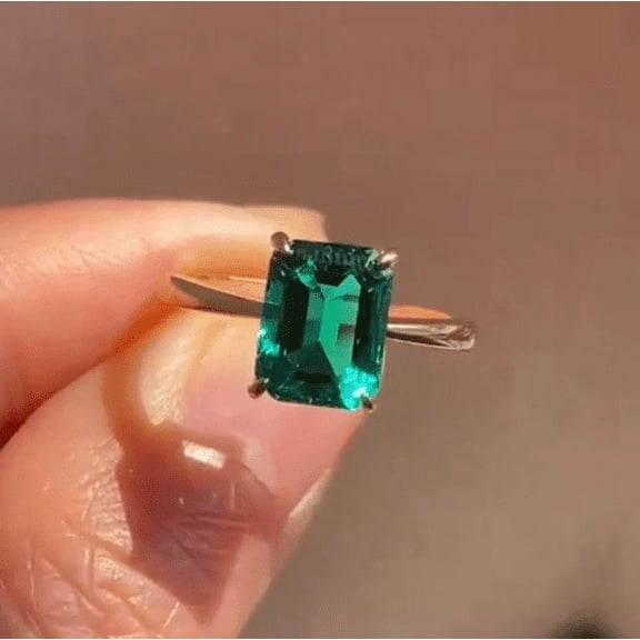 Octagon Emerald Engagement Ring, Proposal Ring, May Birthstone Ring, Lab Emerald Promise Ring, Anniversary Ring, Wedding Gift