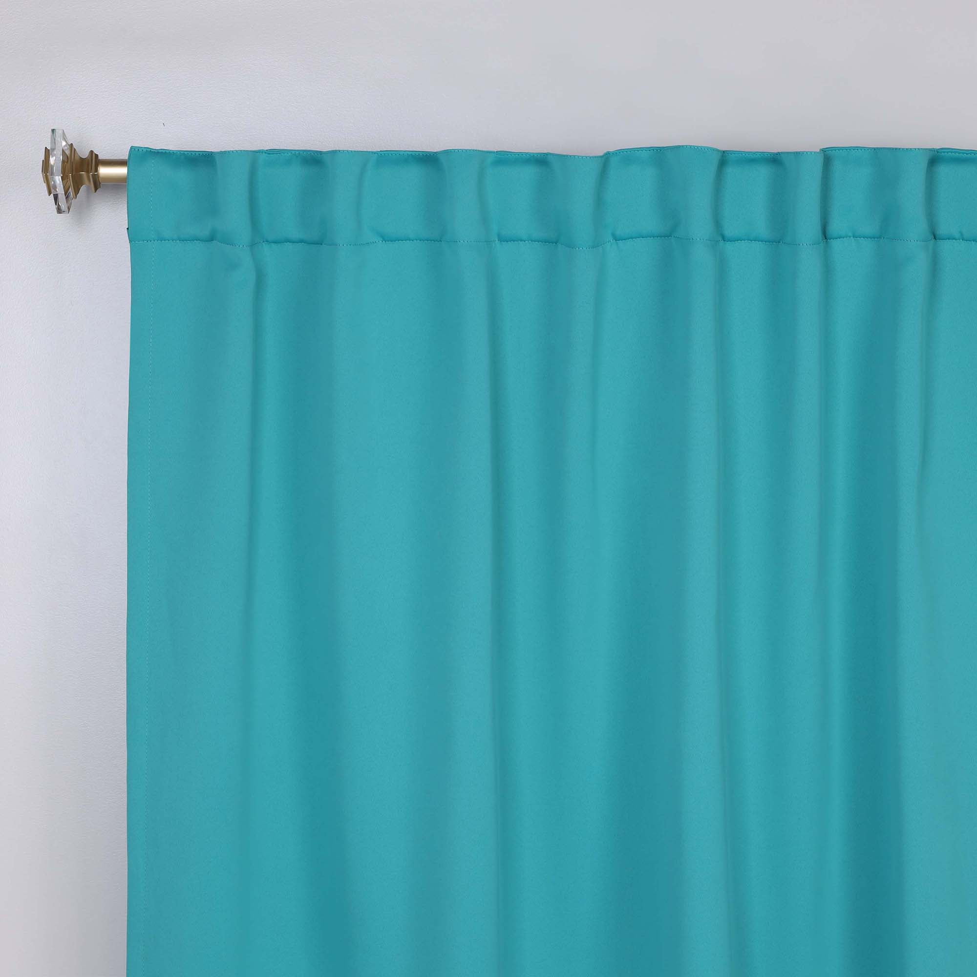 Superior Blackout Solid Light Filtering Back Tab Curtain Panel Set, 42" x 96", Aqua